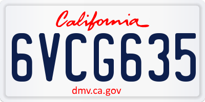 CA license plate 6VCG635