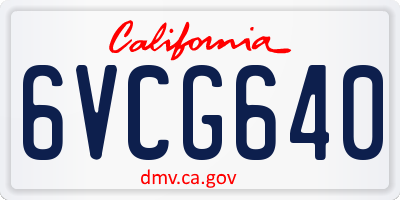 CA license plate 6VCG640