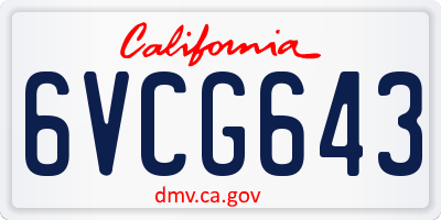 CA license plate 6VCG643