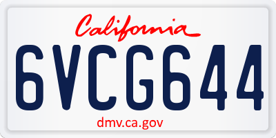 CA license plate 6VCG644