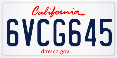 CA license plate 6VCG645