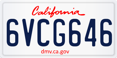 CA license plate 6VCG646
