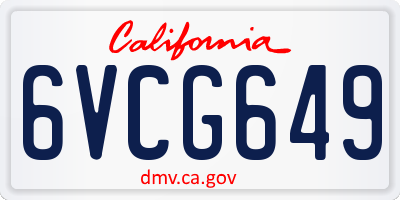 CA license plate 6VCG649
