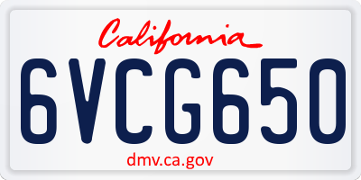 CA license plate 6VCG650