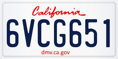 CA license plate 6VCG651