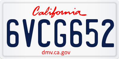 CA license plate 6VCG652
