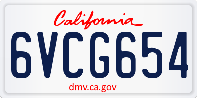 CA license plate 6VCG654
