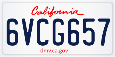 CA license plate 6VCG657