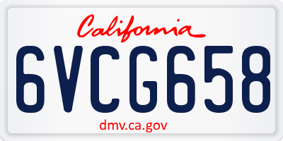 CA license plate 6VCG658