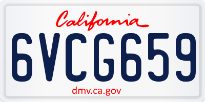 CA license plate 6VCG659