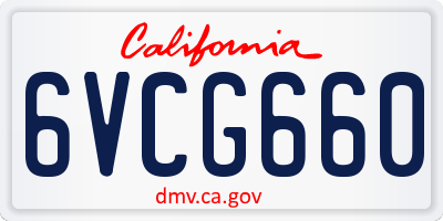 CA license plate 6VCG660