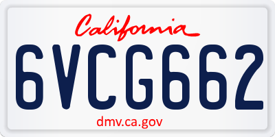 CA license plate 6VCG662