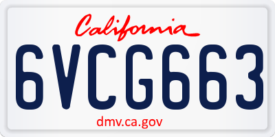 CA license plate 6VCG663