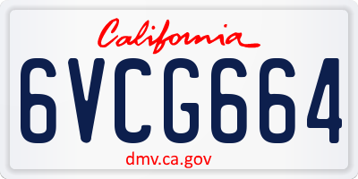 CA license plate 6VCG664