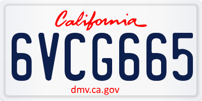 CA license plate 6VCG665