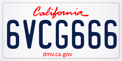 CA license plate 6VCG666