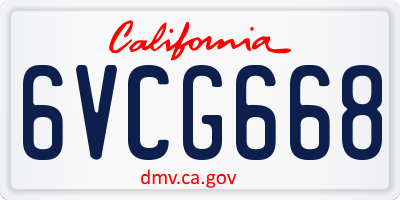 CA license plate 6VCG668