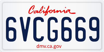 CA license plate 6VCG669