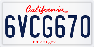 CA license plate 6VCG670