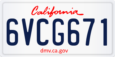 CA license plate 6VCG671