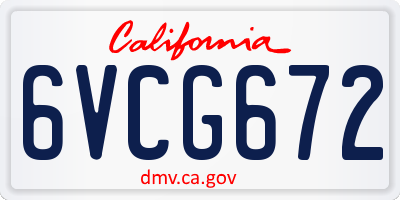 CA license plate 6VCG672