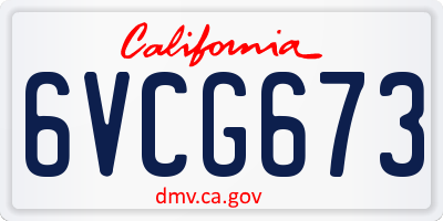 CA license plate 6VCG673