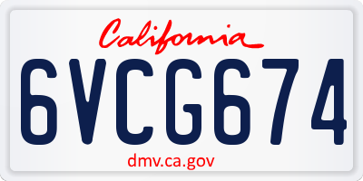 CA license plate 6VCG674