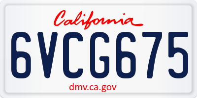 CA license plate 6VCG675