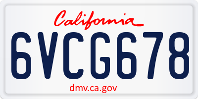 CA license plate 6VCG678