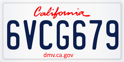 CA license plate 6VCG679