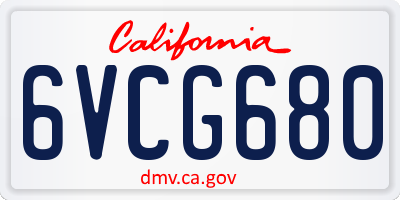 CA license plate 6VCG680
