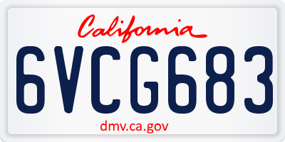 CA license plate 6VCG683