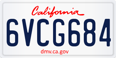 CA license plate 6VCG684