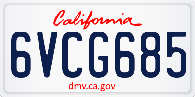 CA license plate 6VCG685
