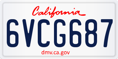 CA license plate 6VCG687