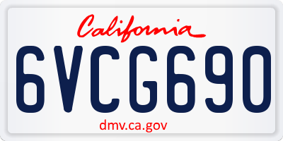 CA license plate 6VCG690