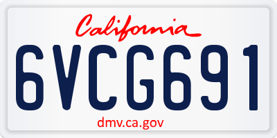 CA license plate 6VCG691