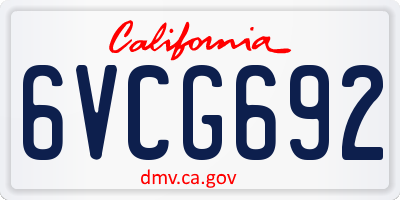 CA license plate 6VCG692