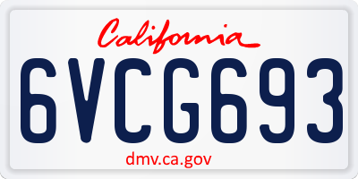 CA license plate 6VCG693