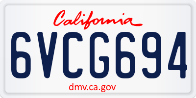 CA license plate 6VCG694