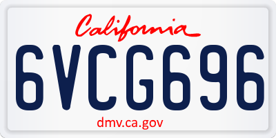 CA license plate 6VCG696