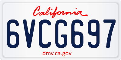 CA license plate 6VCG697