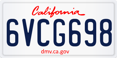 CA license plate 6VCG698