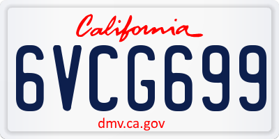 CA license plate 6VCG699