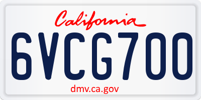 CA license plate 6VCG700