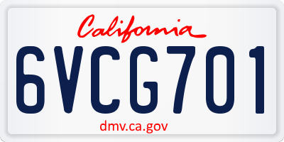CA license plate 6VCG701