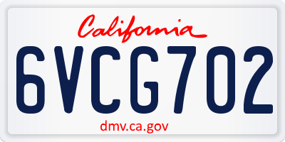 CA license plate 6VCG702