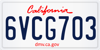 CA license plate 6VCG703
