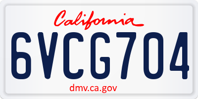 CA license plate 6VCG704