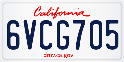 CA license plate 6VCG705